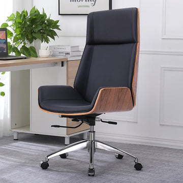 Faux Leather Office Chair Desk Chair with Wheels & Adjustable Height